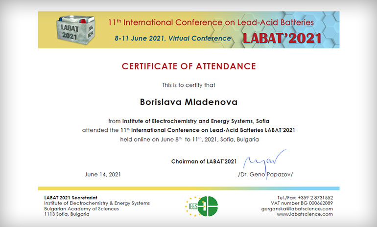 11th International Conference on Lead-Acid Batteries - LABAT’2021
